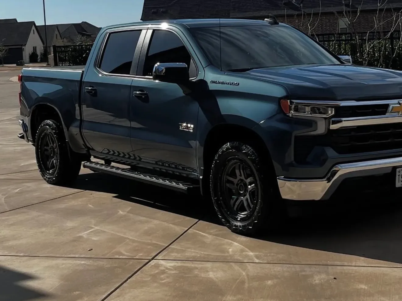 Dark blue Chevrolet pickup after exterior detailing