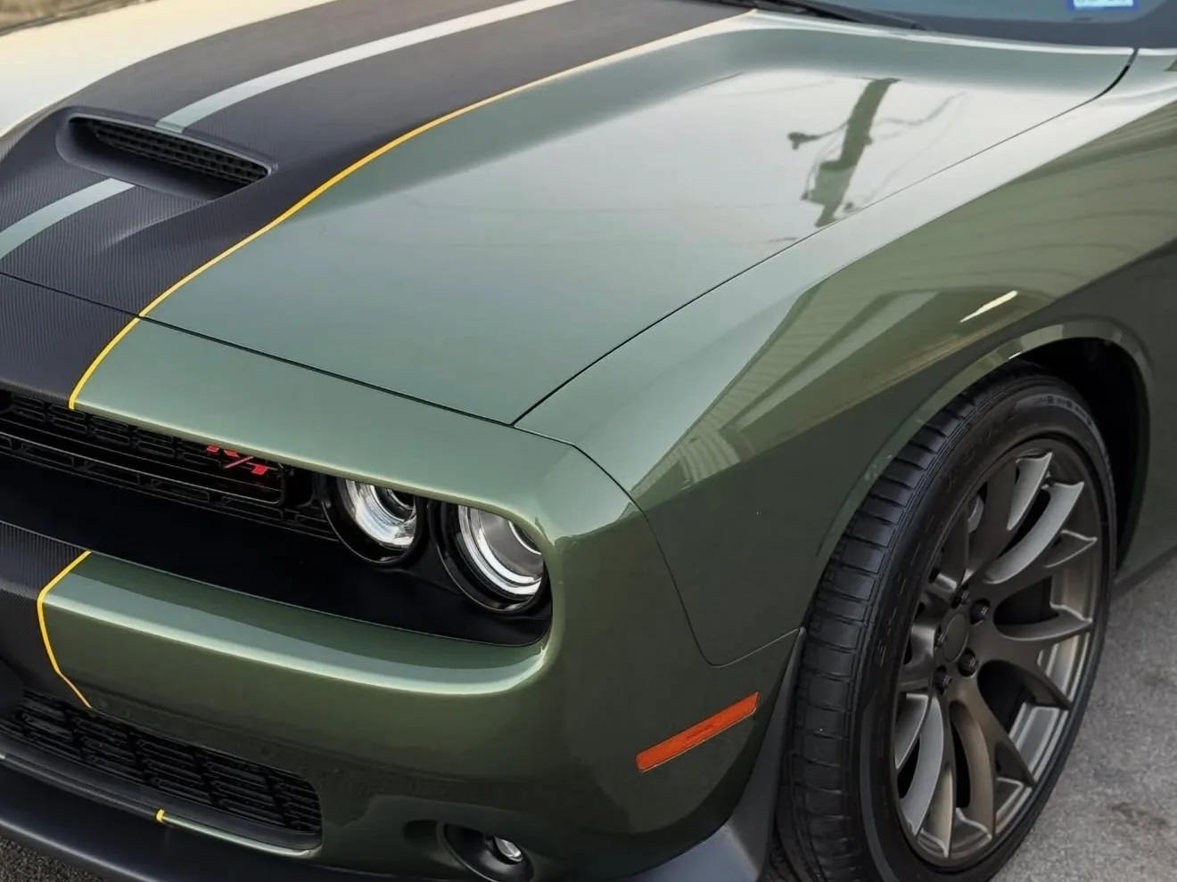 Green Dodge Challenger detailed in Granbury, Texas