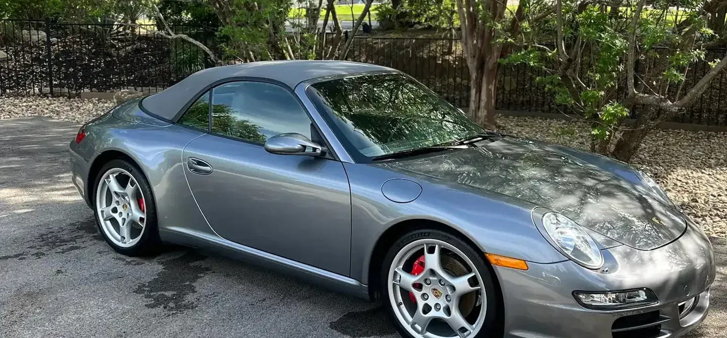 Silver Porsche 911 Cabriolet after premium exterior detailing in Granbury